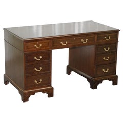 Vintage Stunning Large Solid Hardwood Twin Pedestal Partner Desk Rare Find