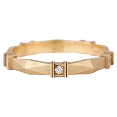 Geometrischer Ehering im Vintage-Stil 0,08 Karat Diamant 14K Gold für Männer und Frauen