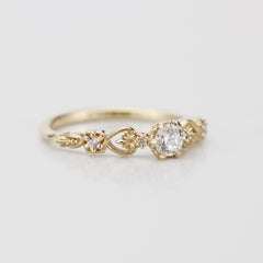Vintage Style 0.25 Carat Diamond 18 Karat Gold Engagement Ring by NOOI JEWELRY