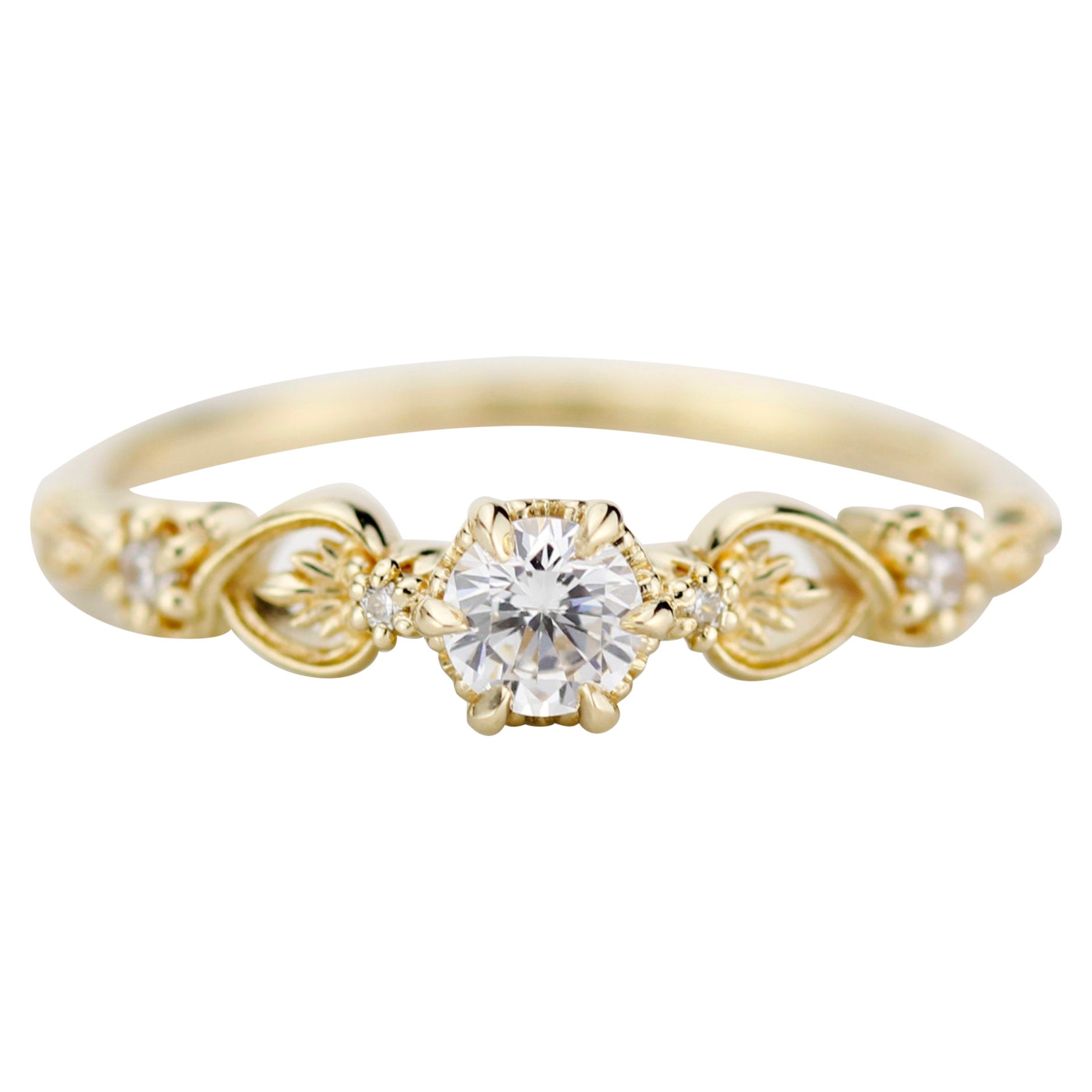 Vintage Style 0.25 Carat Diamond 18 Karat Gold Engagement Ring by NOOI JEWELRY