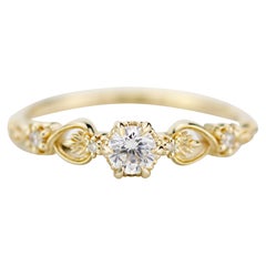 Vintage Style 0.25 Carat Diamond 18 Karat Gold Engagement Ring by NOOI JEWELRY