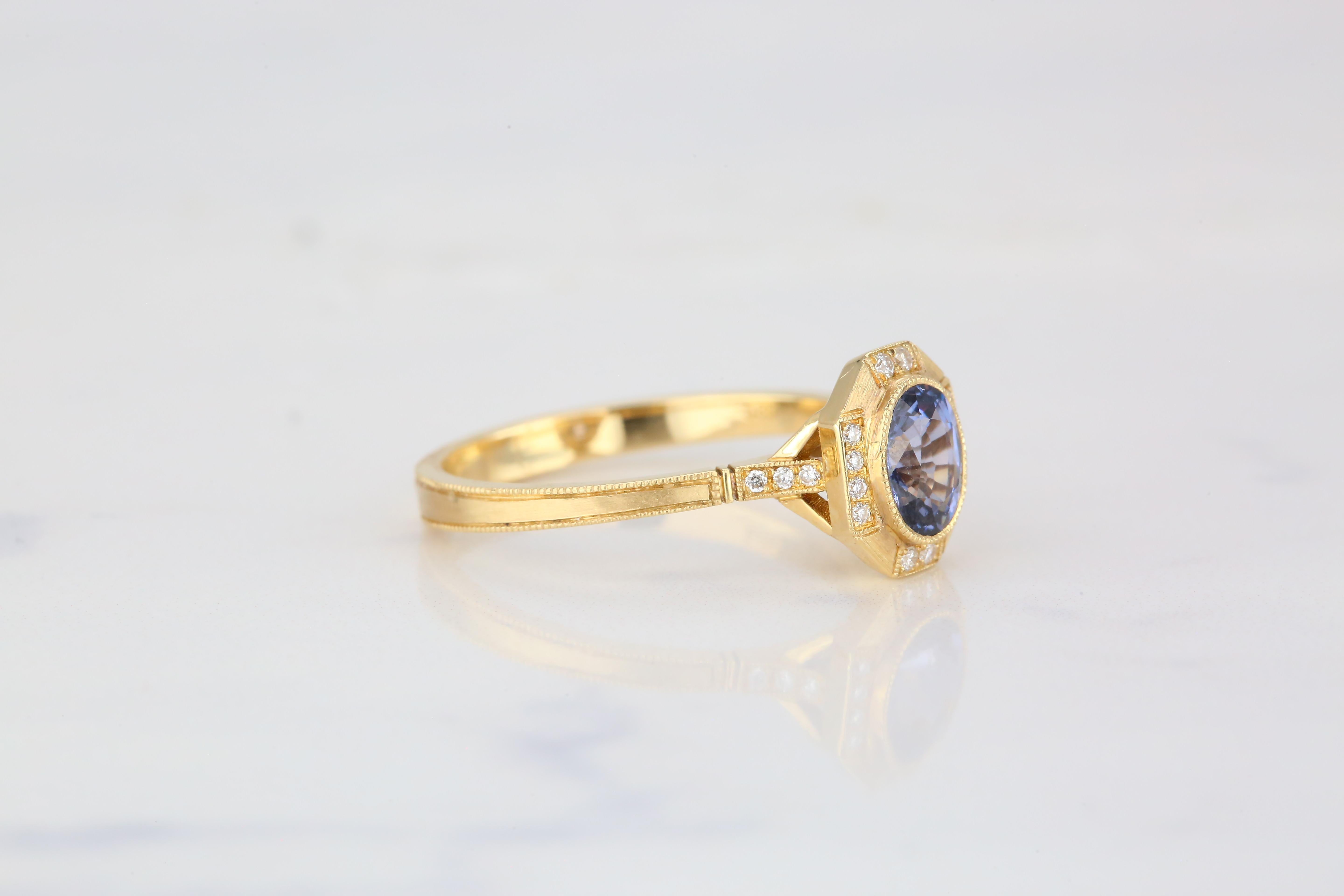 Verlobungsring im Vintage-Stil, 0,87 Karat Spinell mit Diamant Damen im Angebot