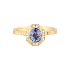 Vintage Style 0.87 Ct Spinel with Diamond Engagement Ring