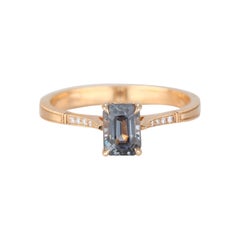 Vintage Style 0.99 Ct Emerald Cut Spinel with Diamond Engagement Ring