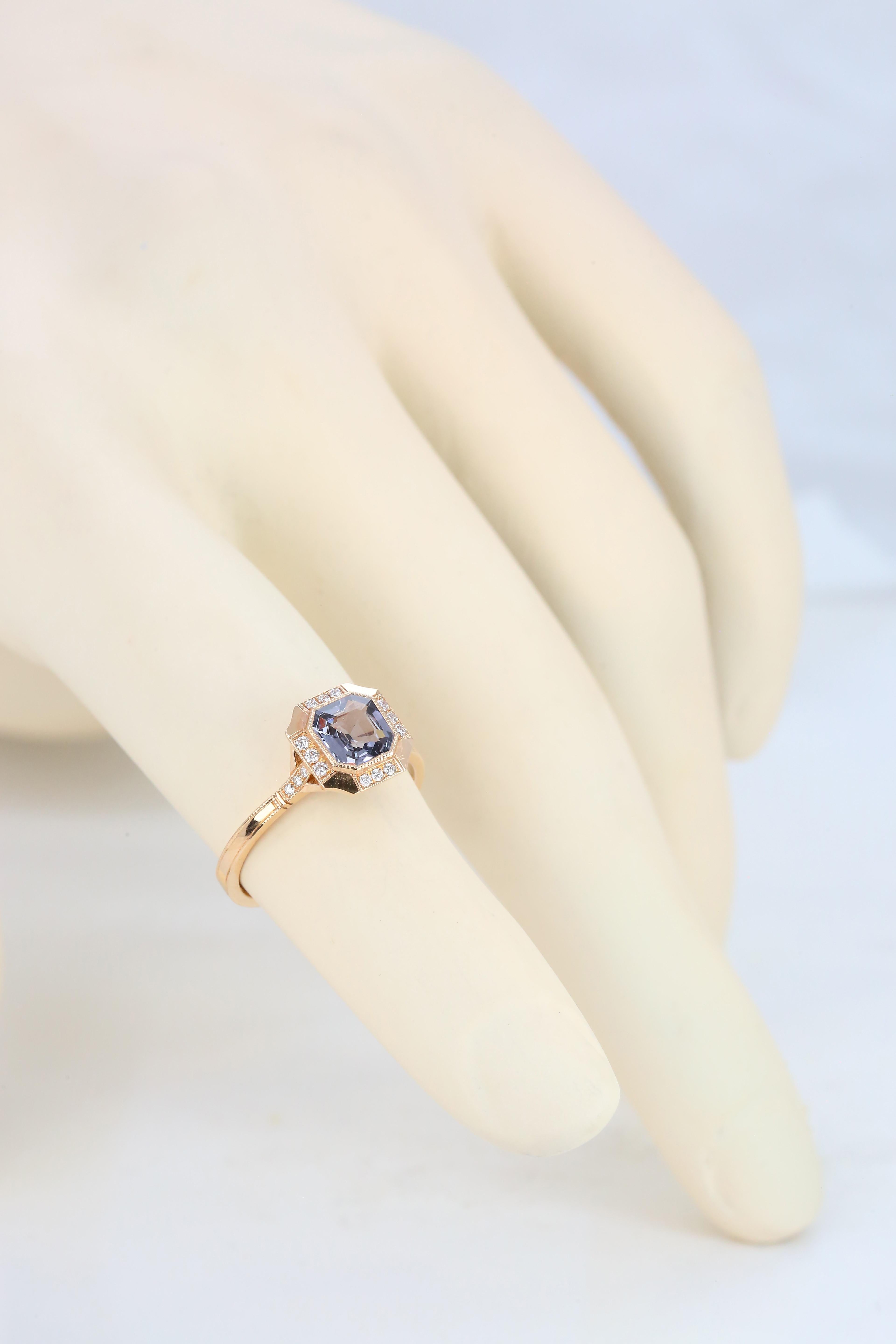 Byzantine Vintage Style 0.99 Ct Spinel with Diamond Engagement Ring For Sale