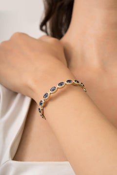 Vintage Style 10.02ct Sapphire & 1.81ct Diamond Tennis Bracelet 18K Yellow Gold