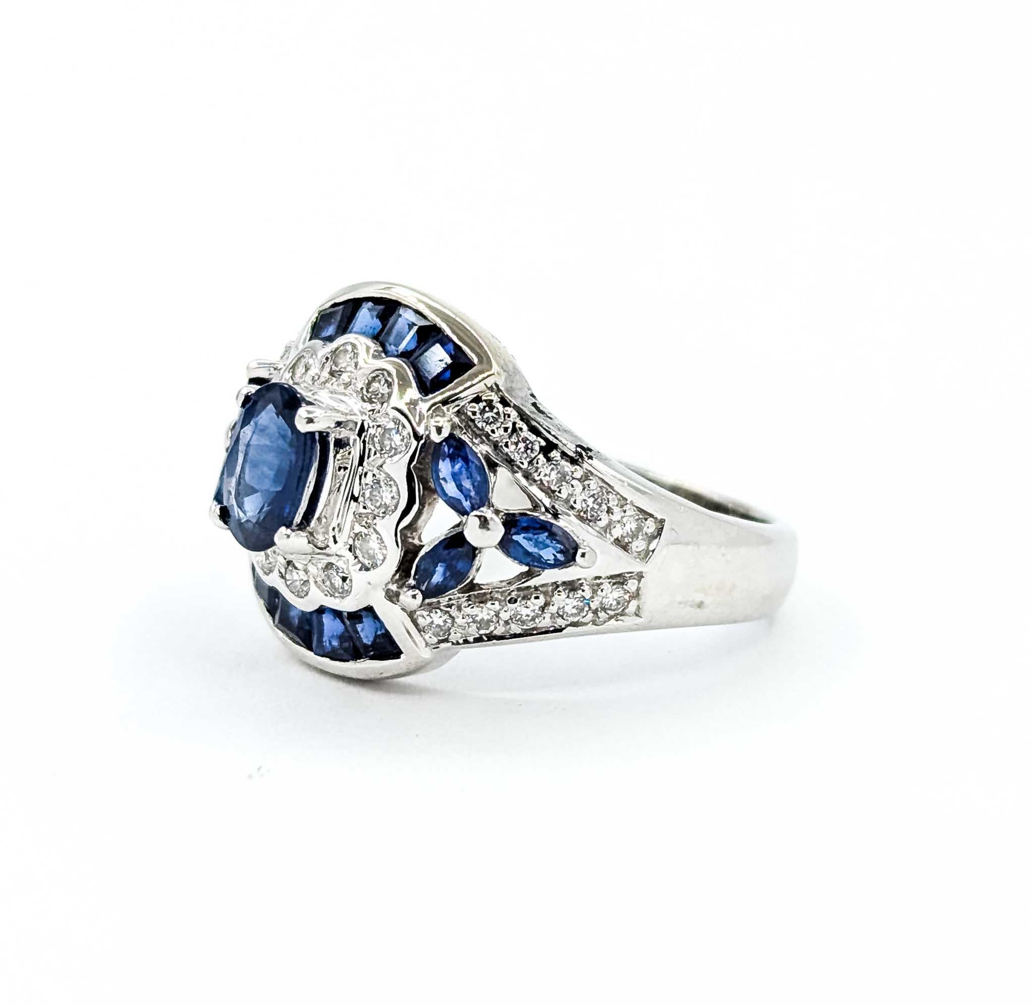 Contemporaneo Zaffiro blu e diamante da 1,0ctw in stile vintage in vendita