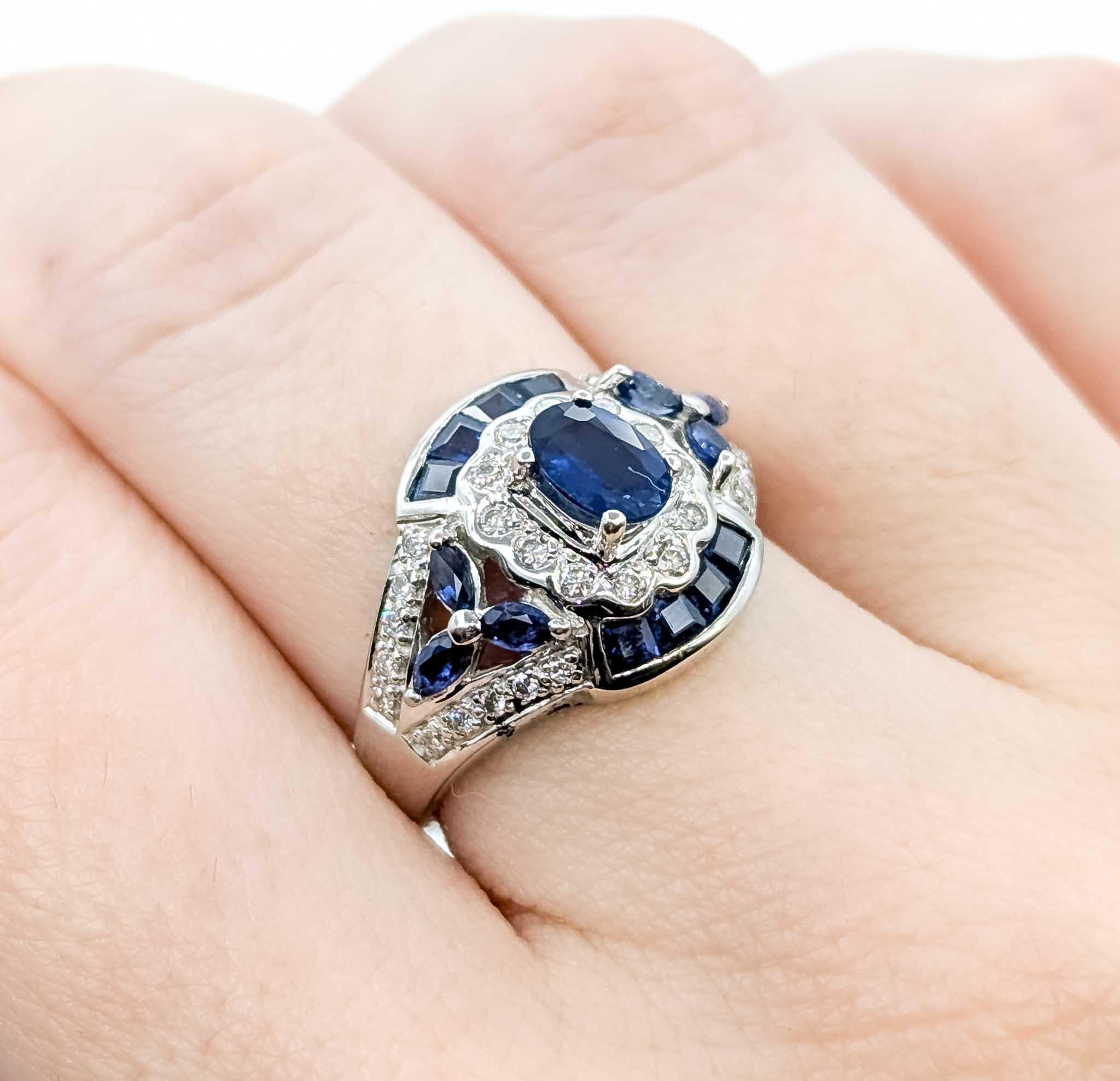 Zaffiro blu e diamante da 1,0ctw in stile vintage In condizioni ottime in vendita a Bloomington, MN
