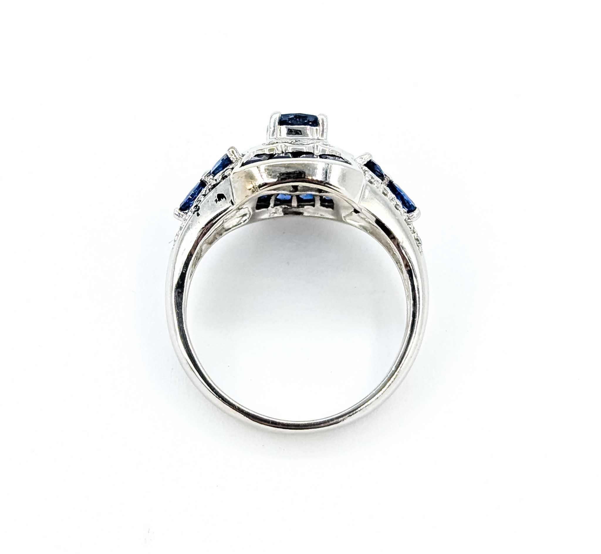 Zaffiro blu e diamante da 1,0ctw in stile vintage in vendita 1