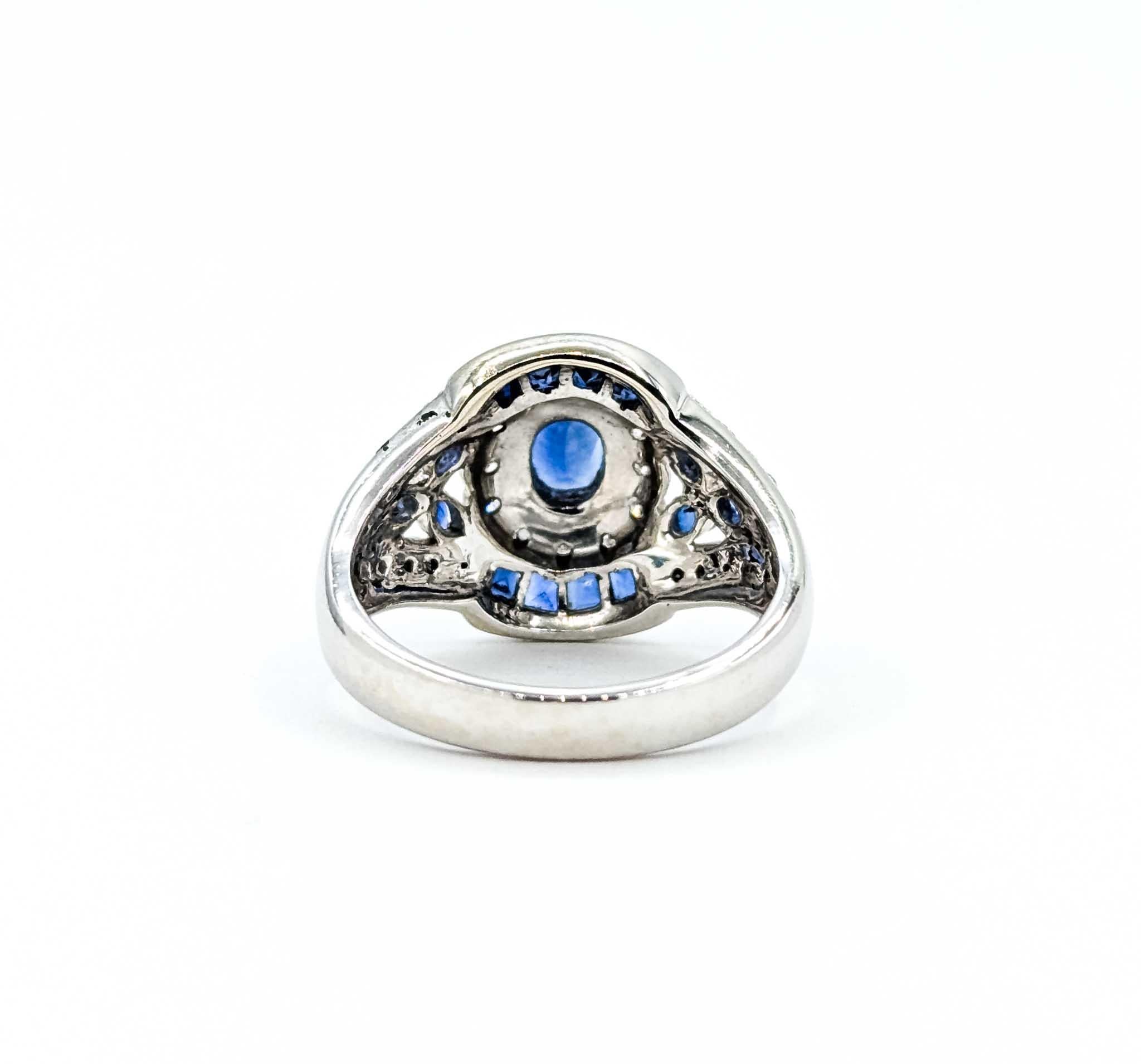 Zaffiro blu e diamante da 1,0ctw in stile vintage in vendita 2