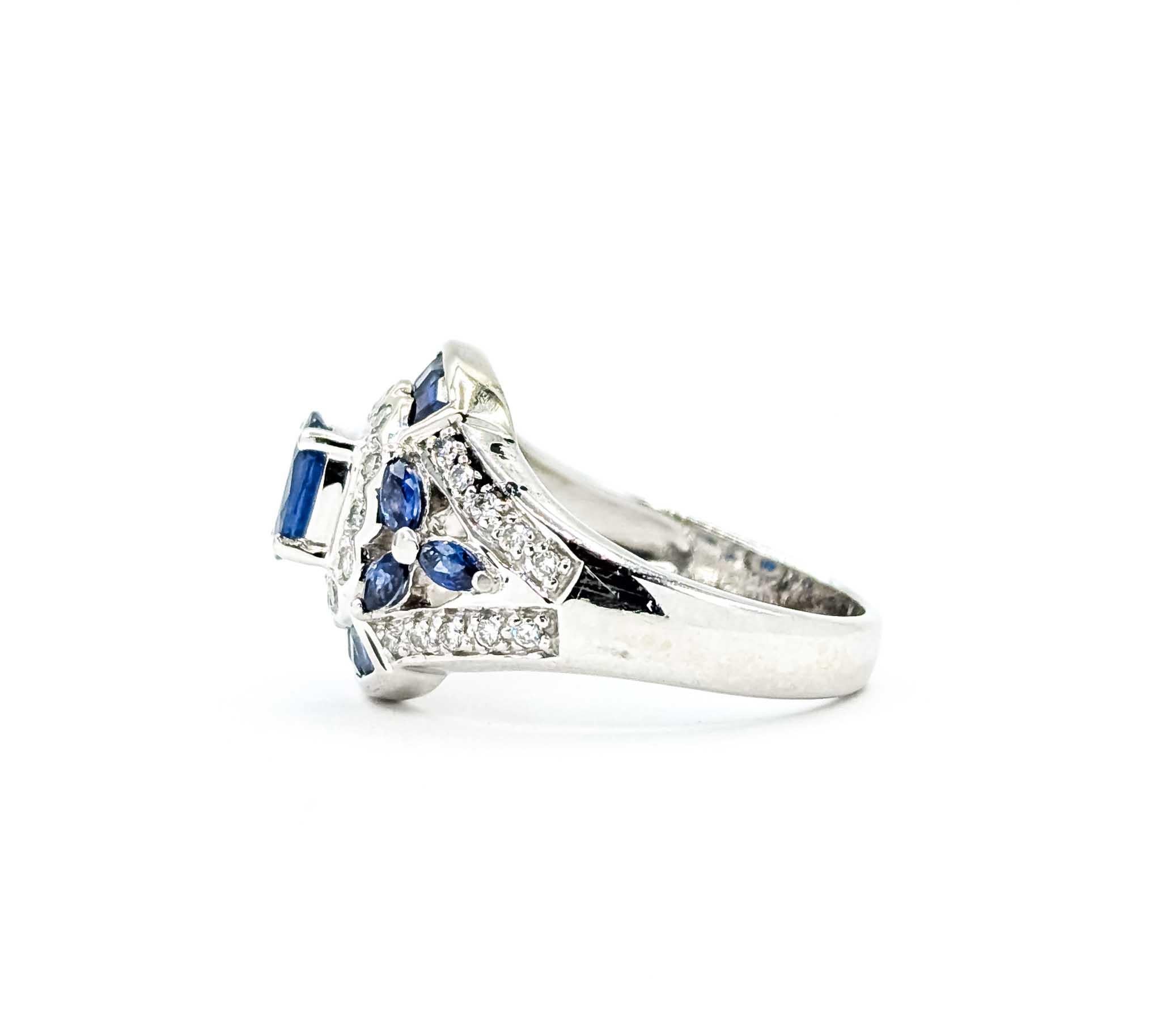 Zaffiro blu e diamante da 1,0ctw in stile vintage in vendita 3