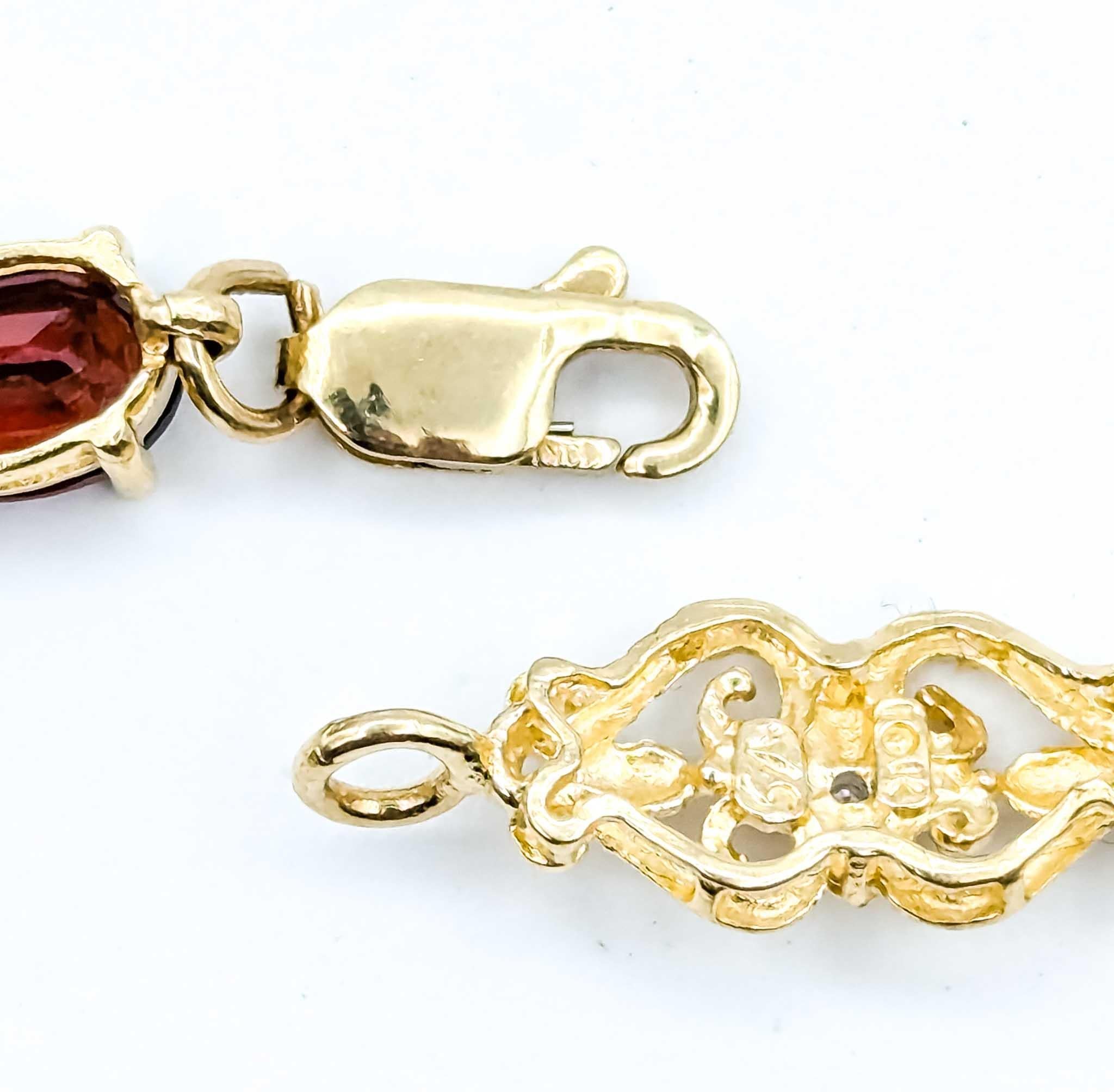 Bracelet vintage en or jaune 10k grenat et diamant Excellent état - En vente à Bloomington, MN