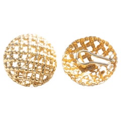 Vintage Style 14 Karat Yellow Gold Lightweight Lever-Back Button Earrings