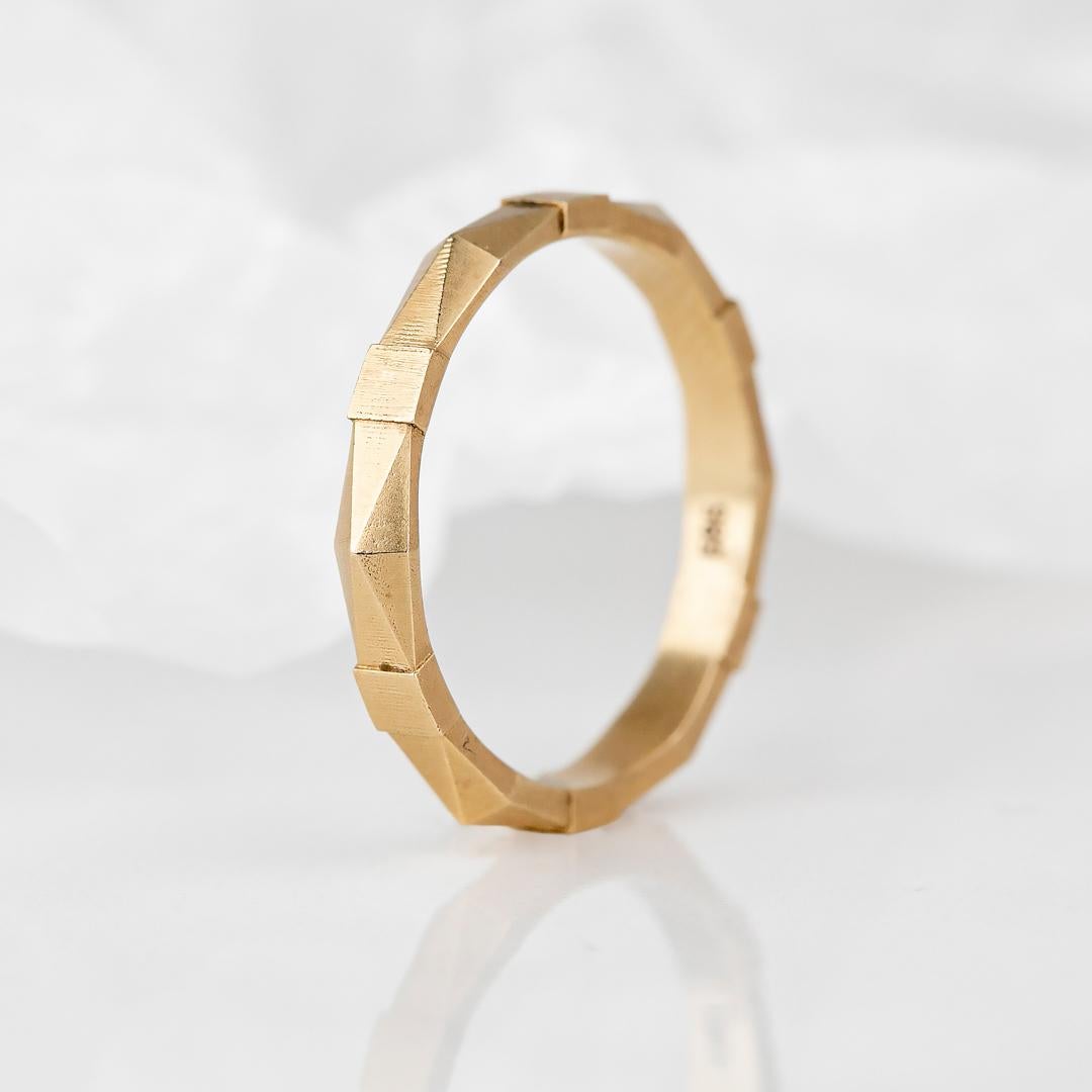 For Sale:  Vintage Style 14K Gold Geometrical Wedding Band for Men and Women 6