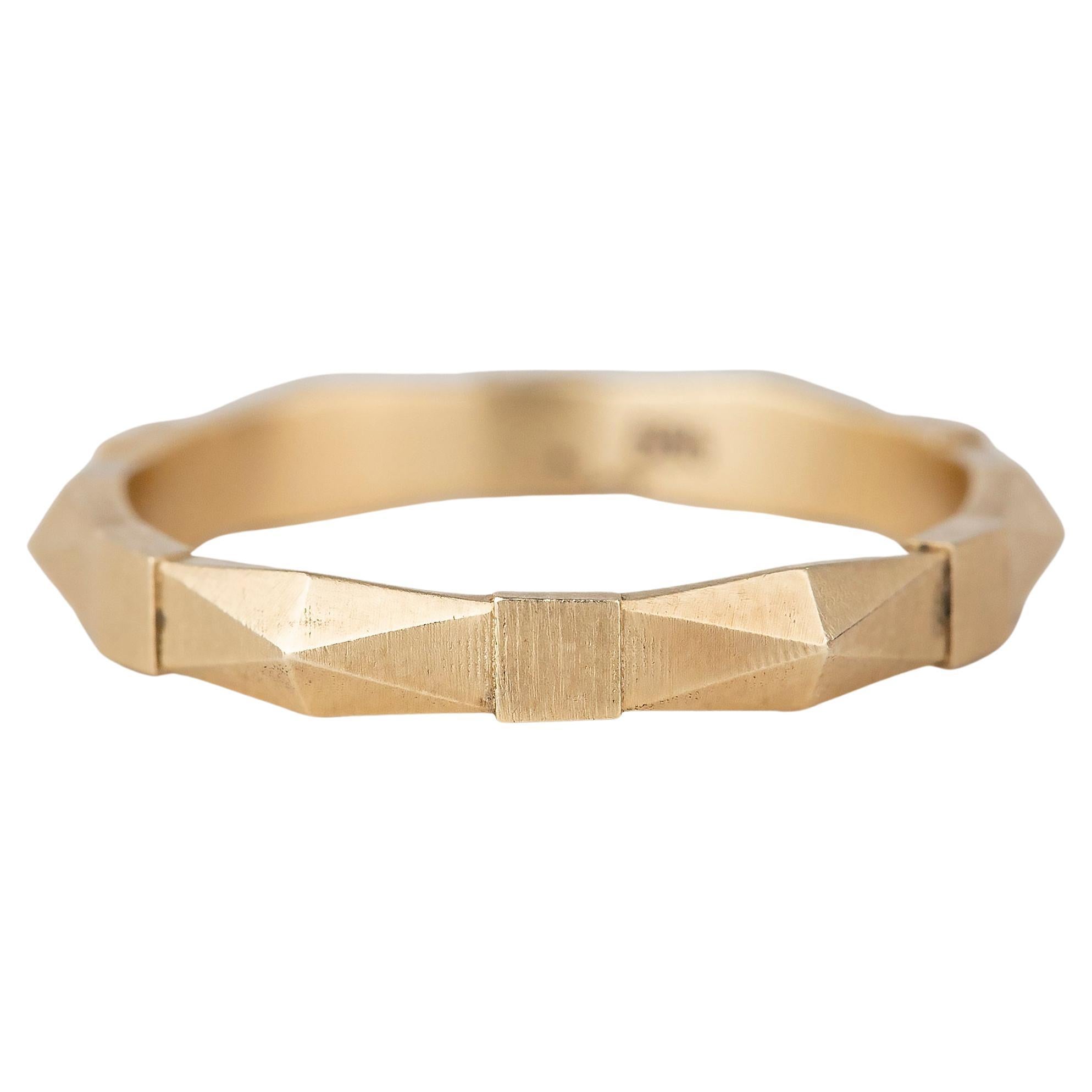 For Sale:  Vintage Style 14K Gold Geometrical Wedding Band for Men and Women
