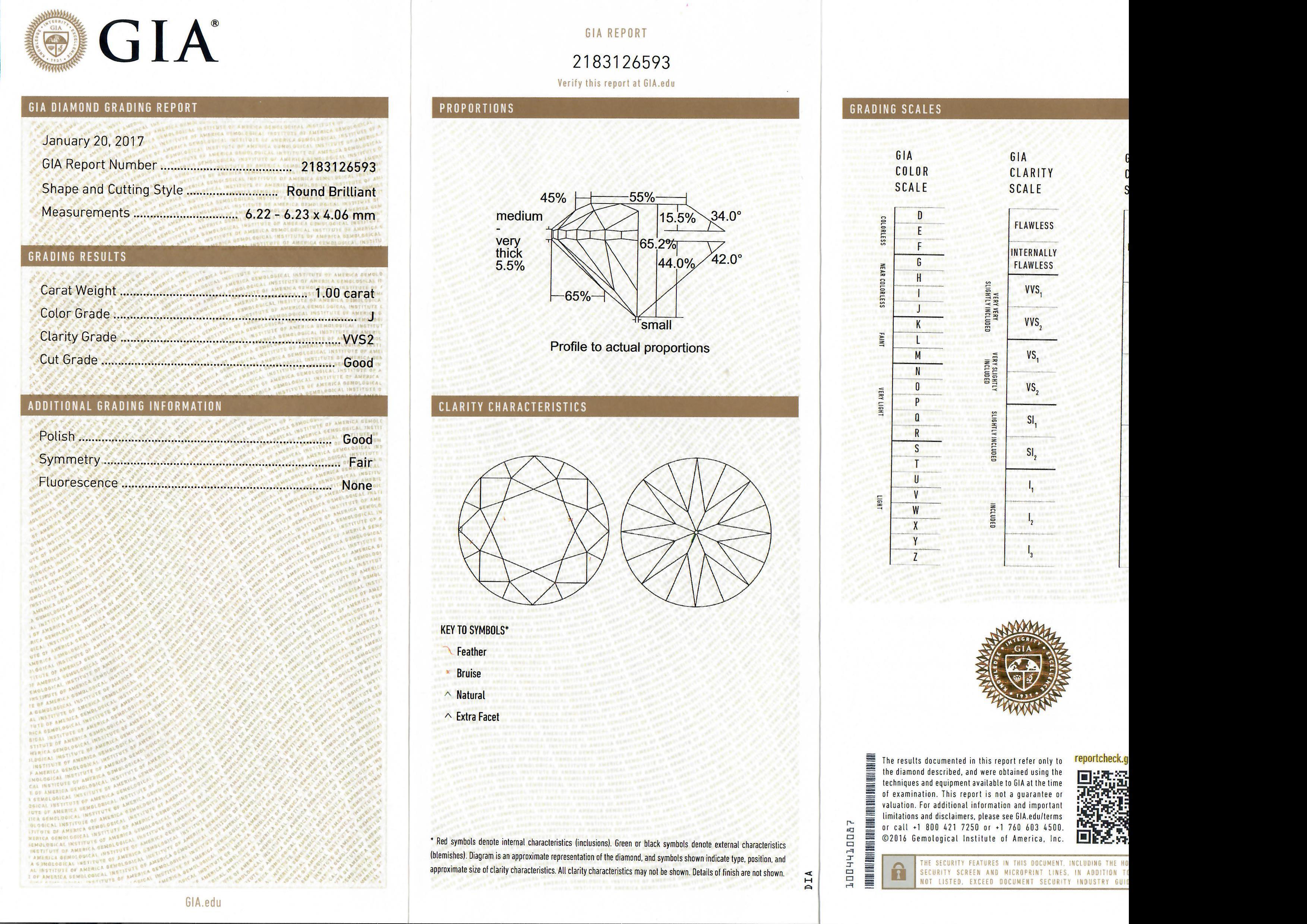 --Stone(s):--
(1) Natural Genuine Diamond - Round Brilliant Cut - Prong Set - J Color - VVS2 Clarity - 1.00ctw (Exact - See certification details below)
(24) Natural Genuine Diamonds - Round Brilliant Cut - Pave Set - White Color - 0.15ctw