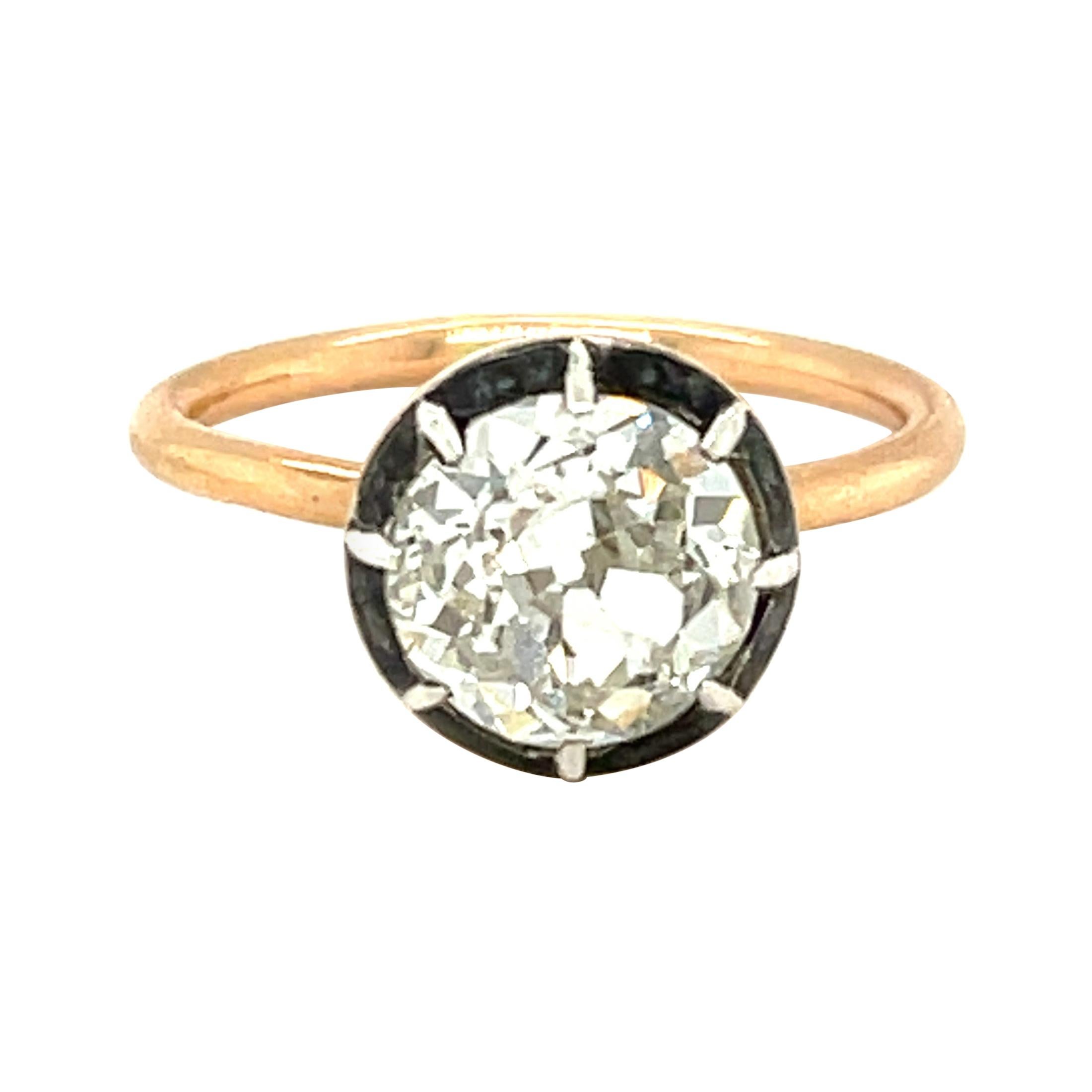 Vintage Style 18 Karat Rose Gold 1.68 Carat Old European Cut Diamond Ring For Sale