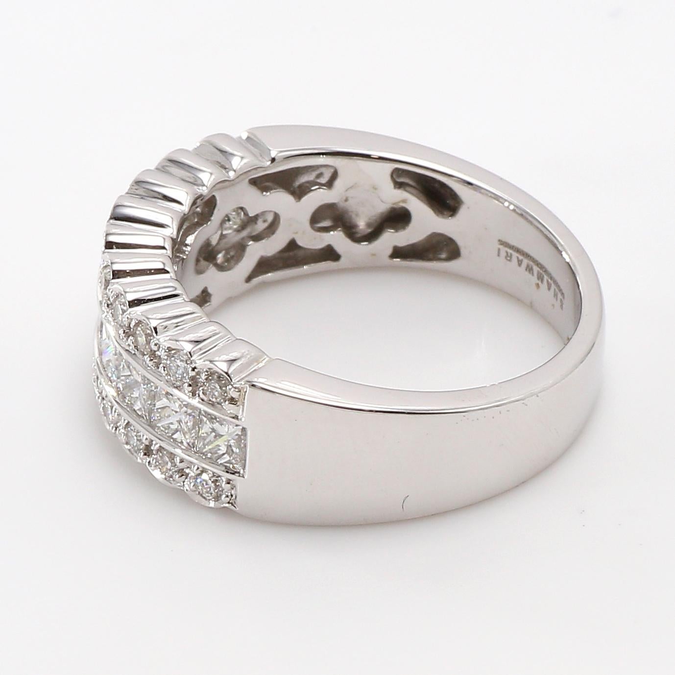 Modern Vintage Style 18 Karat White Gold Half Eternity Diamond Ring For Sale