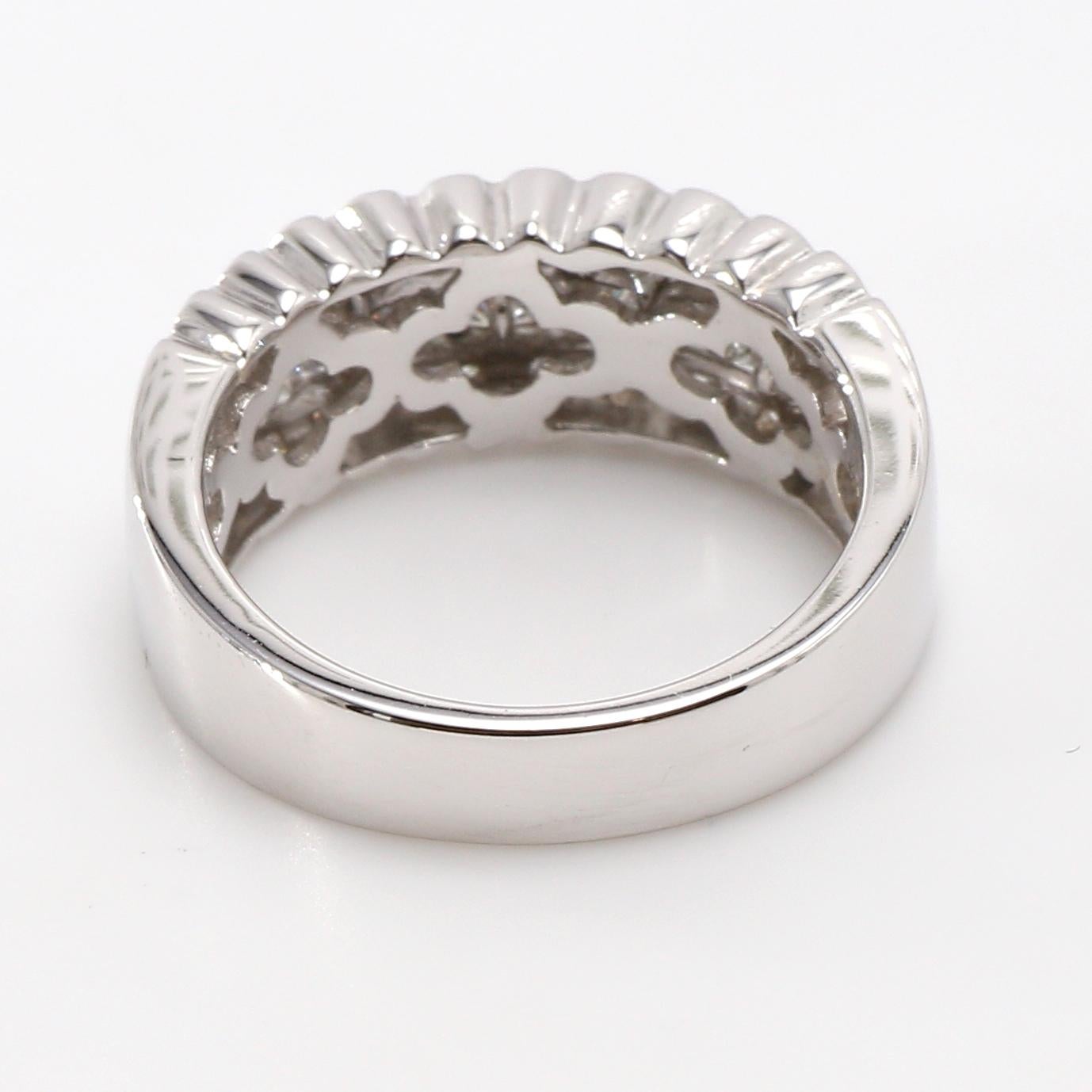 Princess Cut Vintage Style 18 Karat White Gold Half Eternity Diamond Ring For Sale