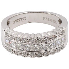 Vintage Style 18 Karat White Gold Half Eternity Diamond Ring