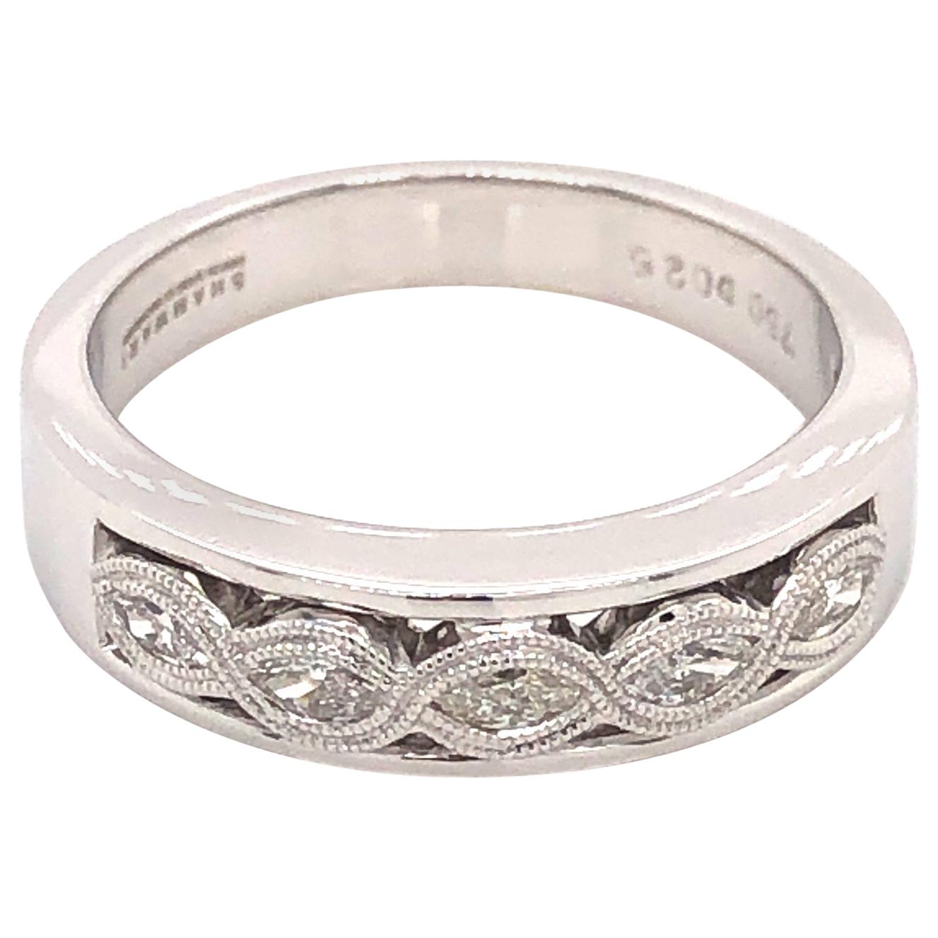 Vintage Style 18 Karat White Gold Half Eternity Diamond Ring For Sale