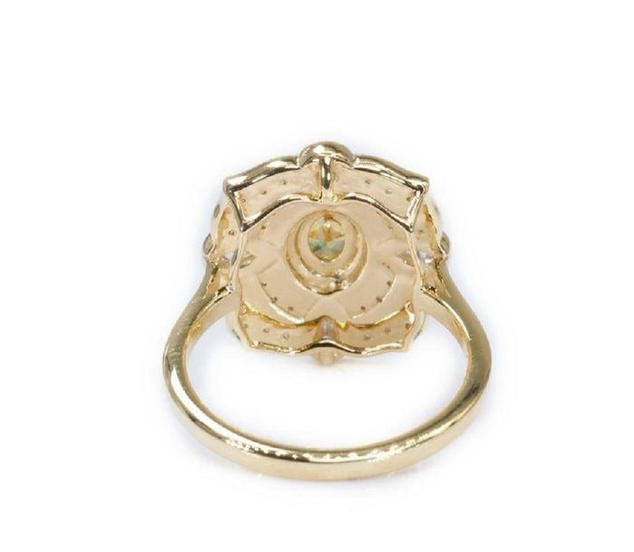 Vintage Style 18K Yellow Gold Ring with 0.34 Ct Natural Diamonds, GIA Cert 1