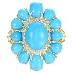 Vintage Style 2.32Ct Sleeping Beauty Turquoise Ring in 14 Karat Yellow Gold
