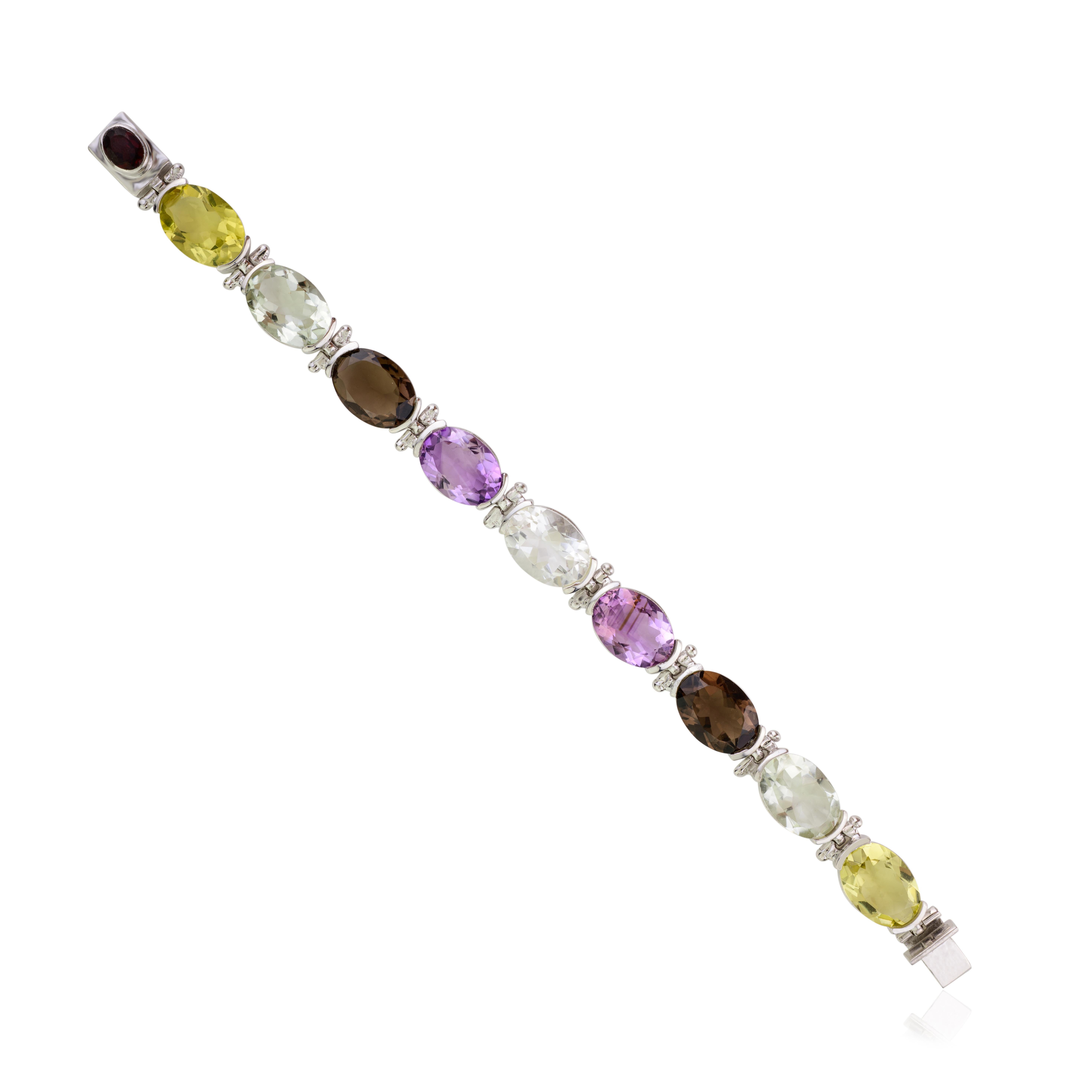 Taglio ovale Bracciale multipietra con taglio ovale in argento 925 in stile vintage 27.5CT Regalo per lei in vendita