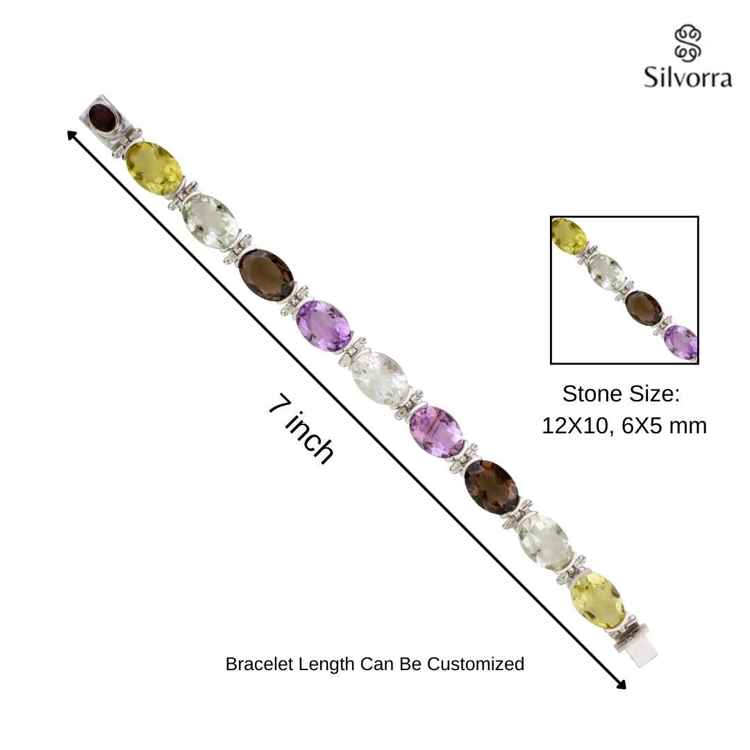 Vintage Style 27.5CT Oval Cut Multi-Gemstone Bracelet en Argent 925 Cadeau pour Elle Neuf - En vente à New York, NY