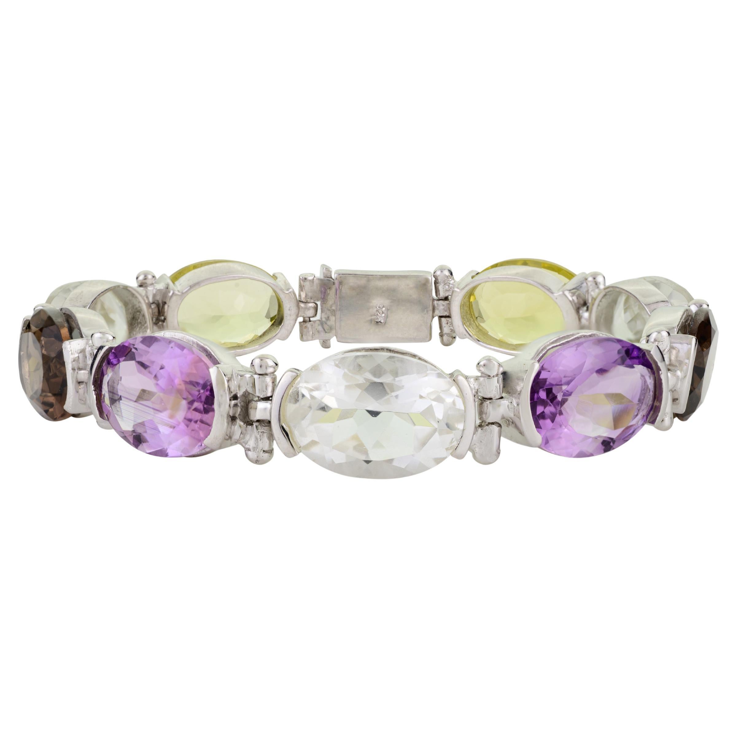 Bracciale multipietra con taglio ovale in argento 925 in stile vintage 27.5CT Regalo per lei in vendita