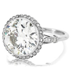 Anello di fidanzamento in platino con diamante taglio rotondo da 5,90 carati in stile vintage