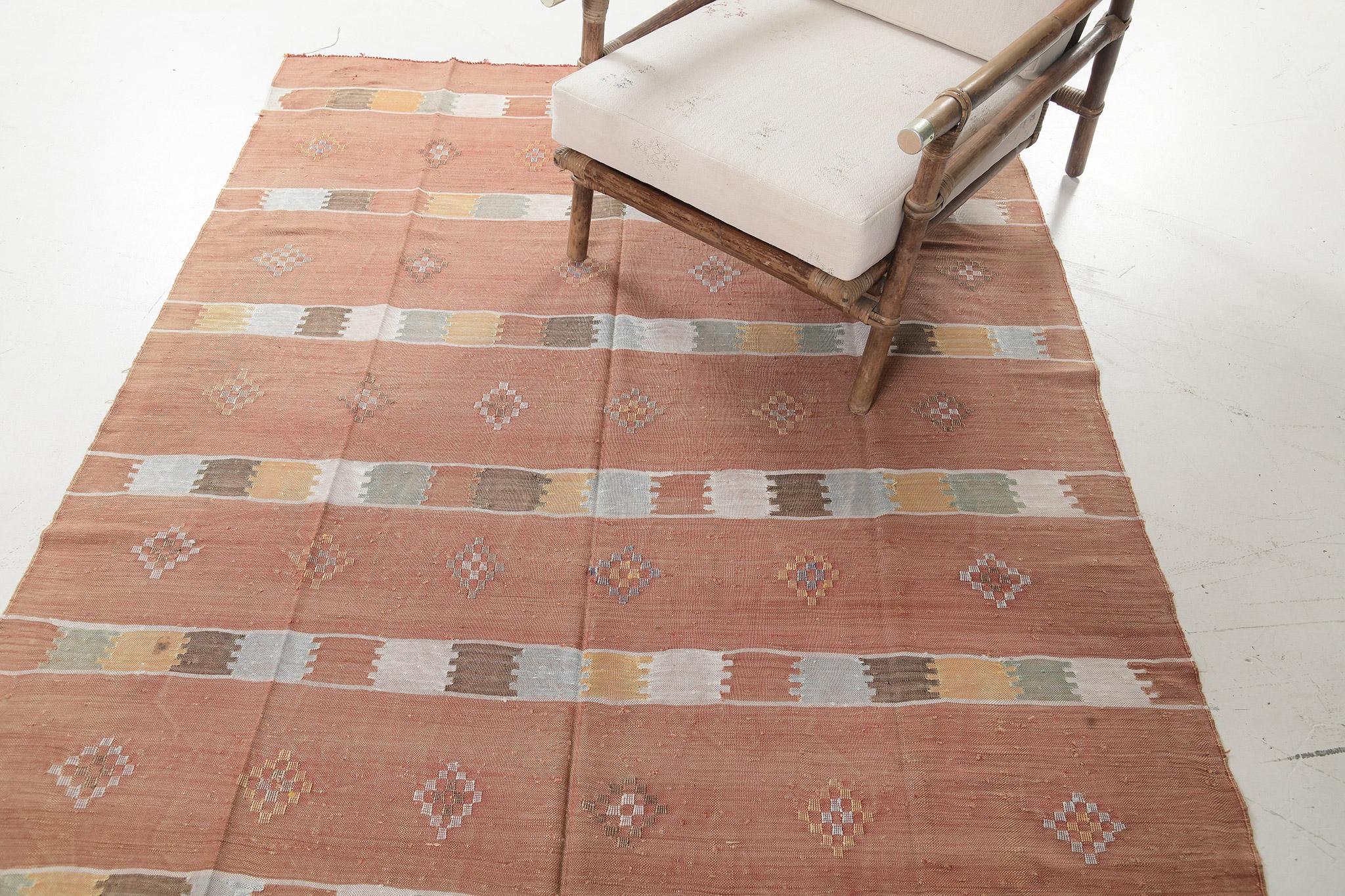 Hand-Knotted Vintage Style African Tribal Flat Weave Kilim For Sale
