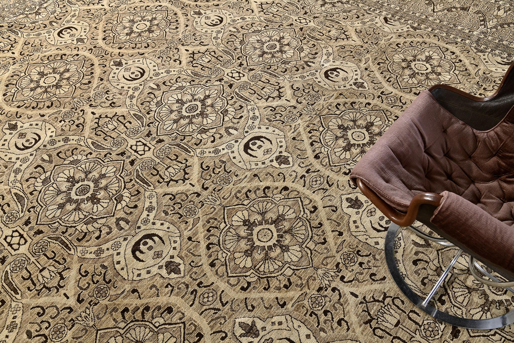 Afghan Vintage Style Agra Revival Rug For Sale