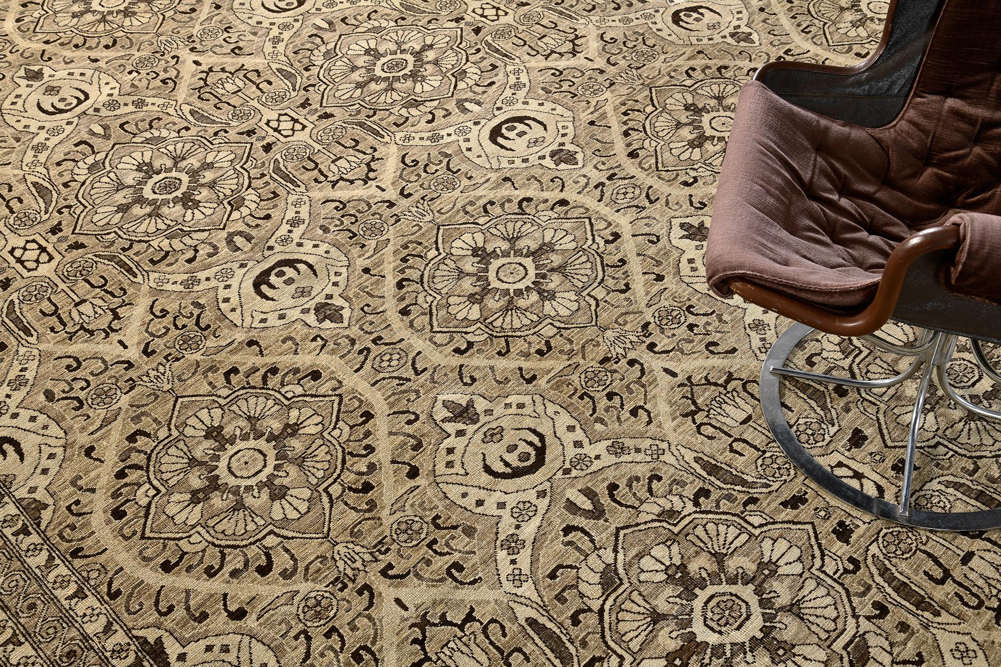 Hand-Knotted Vintage Style Agra Revival Rug For Sale