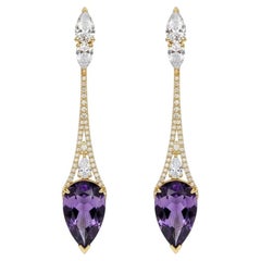 Vintage style amethyst earrings 14k gold