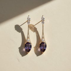 Vintage style amethyst earrings silver, gold