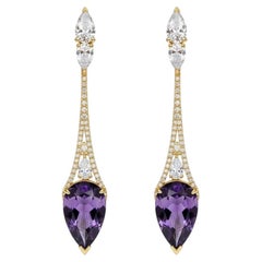 Vintage style amethyst earrings silver, gold