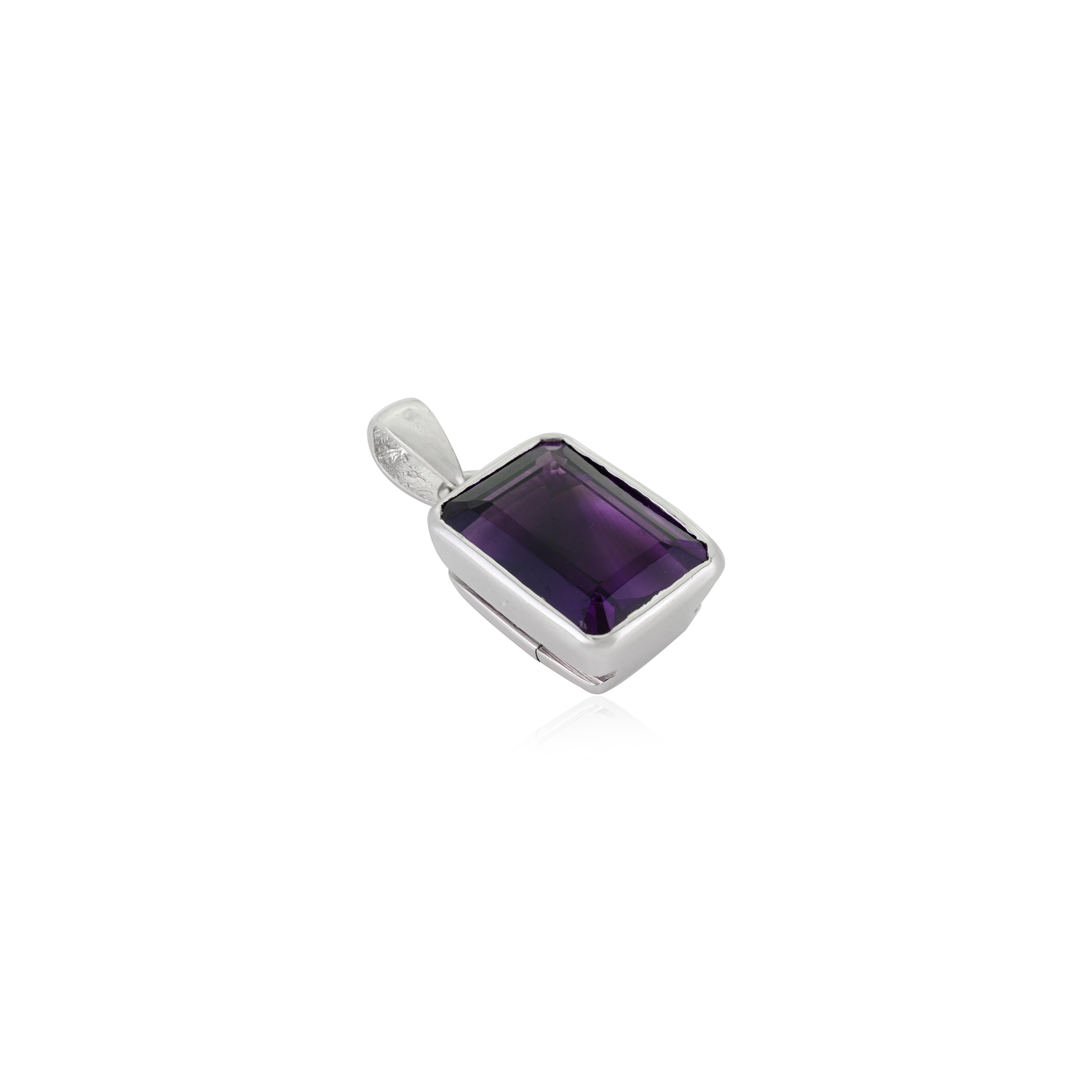 Vintage Style Amethyst Februar Birthstone Solitär-Anhänger in 925 massivem Silber im Zustand „Neu“ im Angebot in New York, NY
