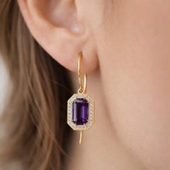 Vintage style amethyst, topazes dangle earrings silver, gold