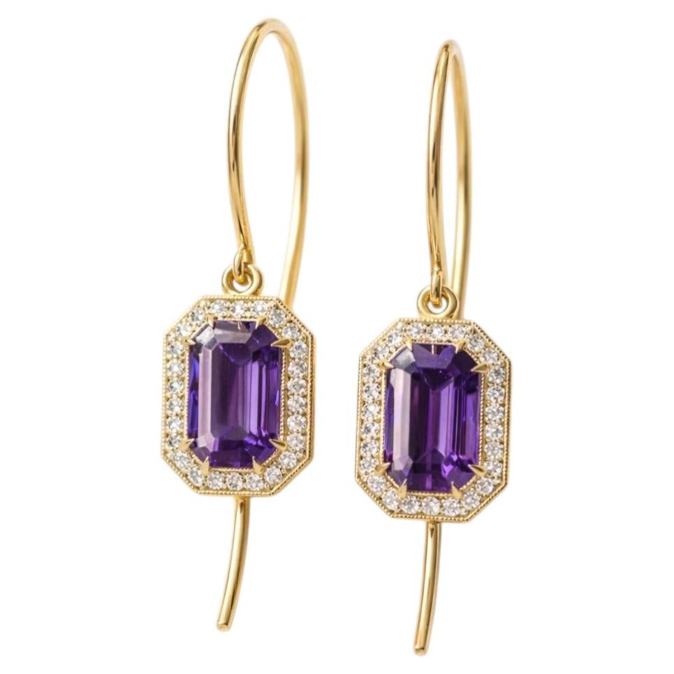 Vintage style amethyst, topazes dangle earrings silver, gold