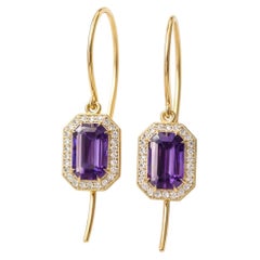 Vintage style amethyst, topazes dangle earrings silver, gold