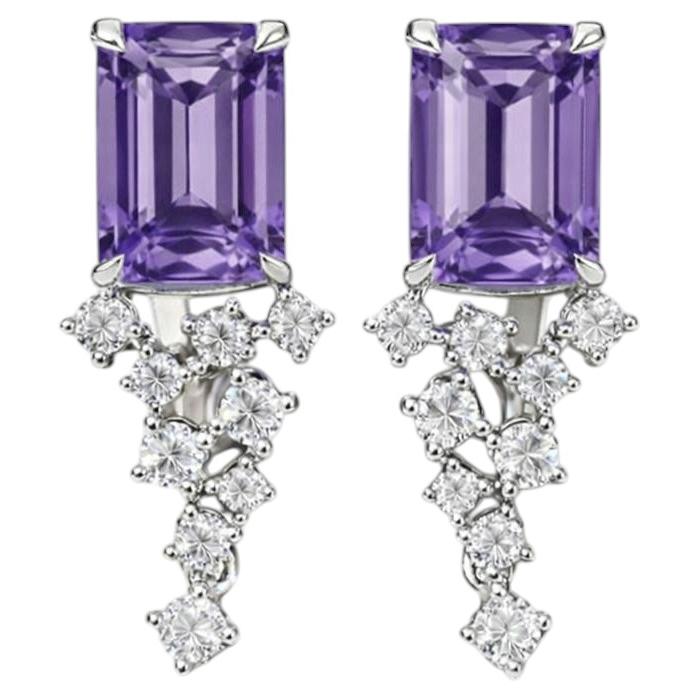 Vintage style amethyst, topazes earrings 14k gold