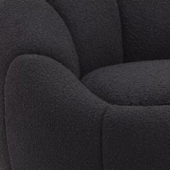Vintage Style and French Design All in Beige Bouclé Fabric Swivel Armchair