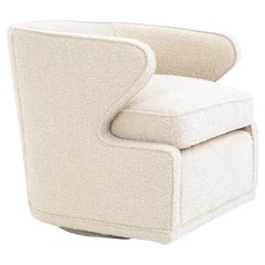 Vintage Style and MCM Design All in Beige Bouclé Fabric Swivel Club Armchair