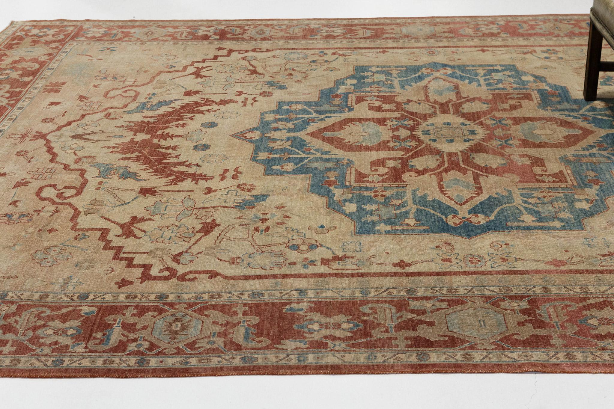 Hand-Knotted Vintage Style Antique Serapi Revival Bliss Collection For Sale