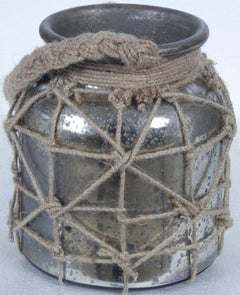 Vintage Style Antiqued Silver Large Glass Milk Jug Jar