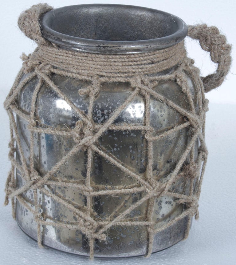 Vintage Style Antiqued Silver Large Glass Milk Jug Jar For Sale at 1stdibs