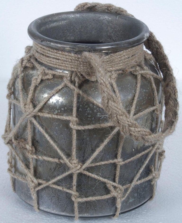 Vintage Style Antiqued Silver Large Glass Milk Jug Jar For Sale at 1stdibs