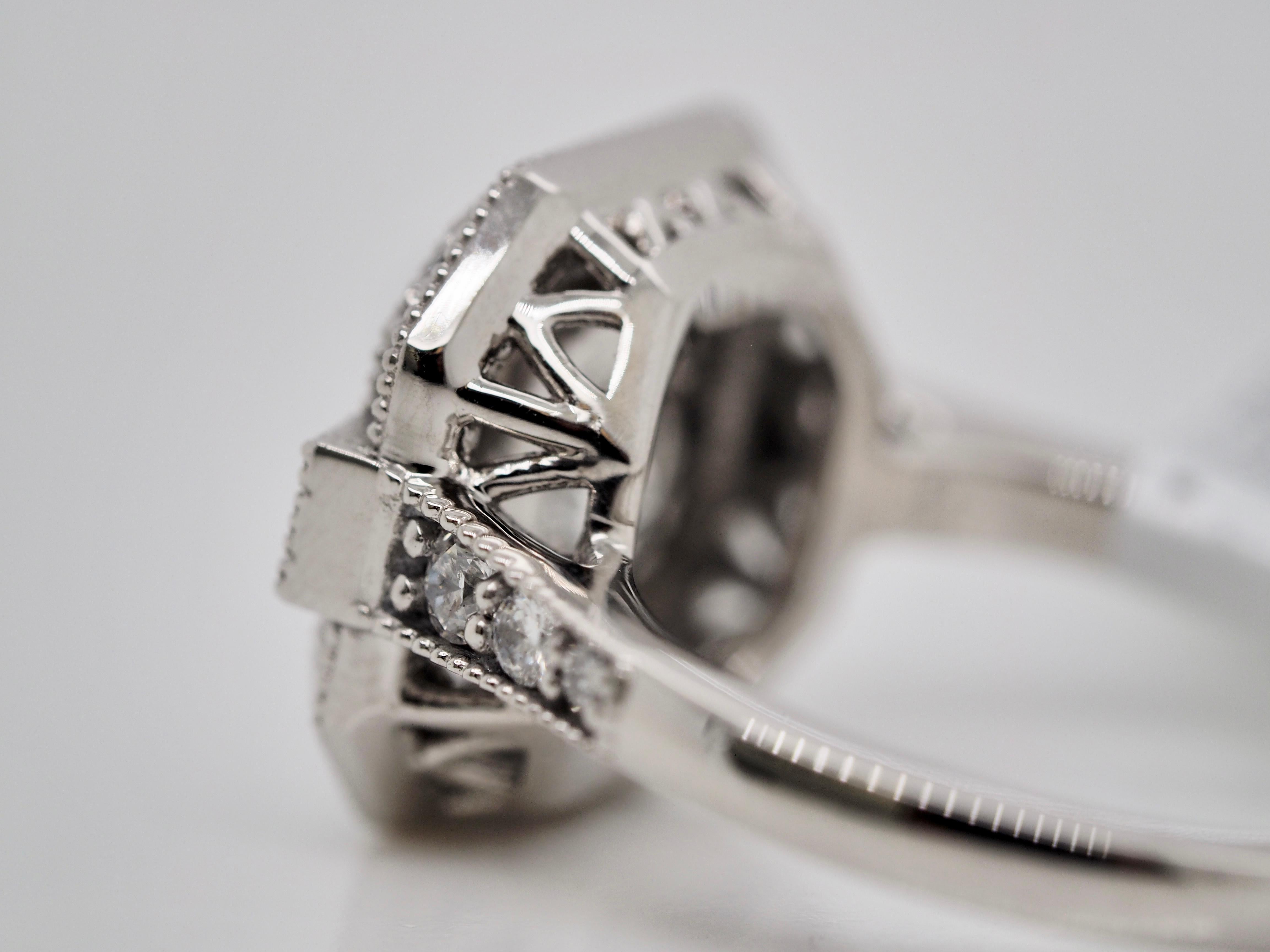 Vintage Style Art-Deco Platin 1.55CT Runder Brillant Diamant Ring (Rundschliff)