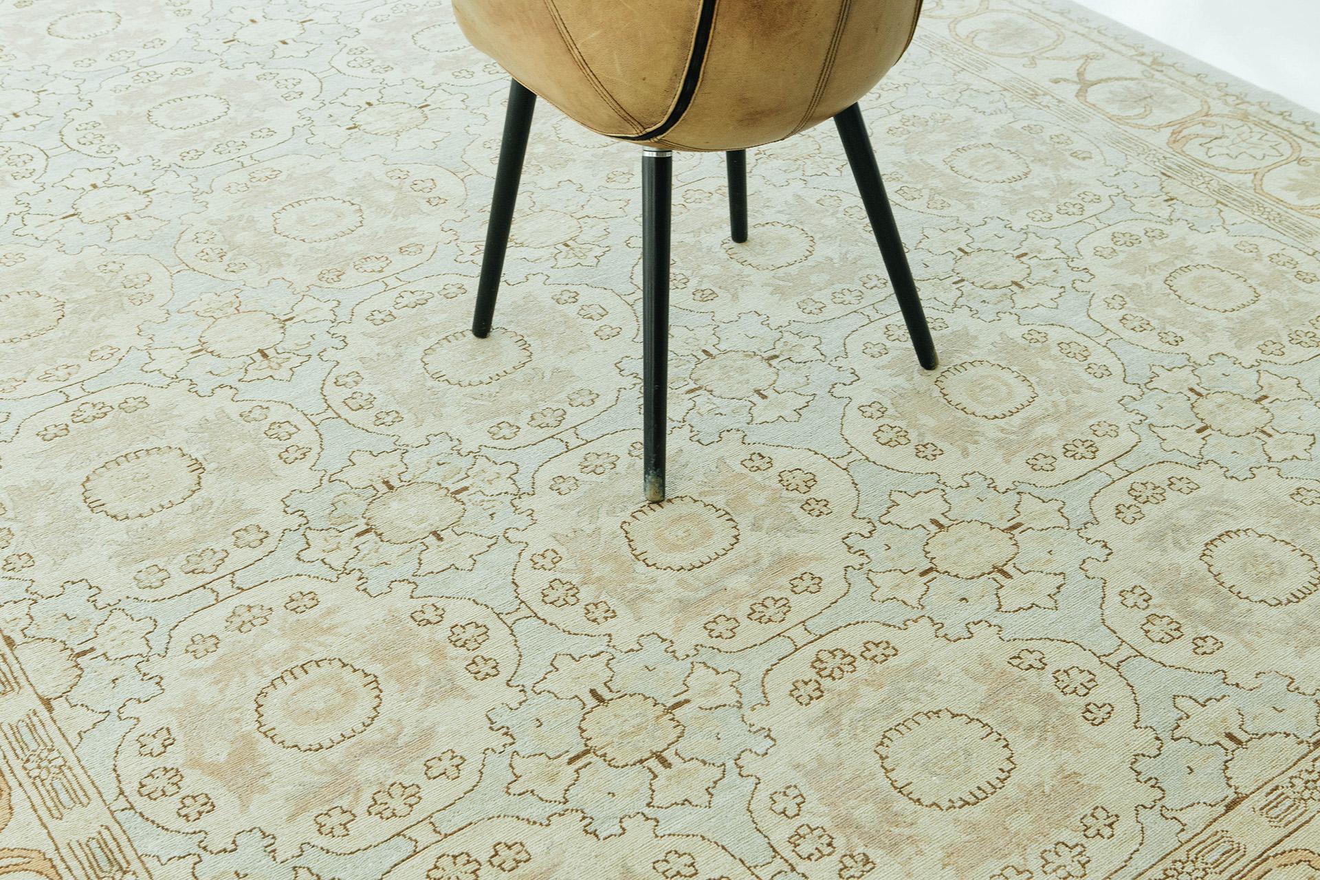 Annodato a mano Tappeto in stile vintage con design Arts and Crafts in vendita
